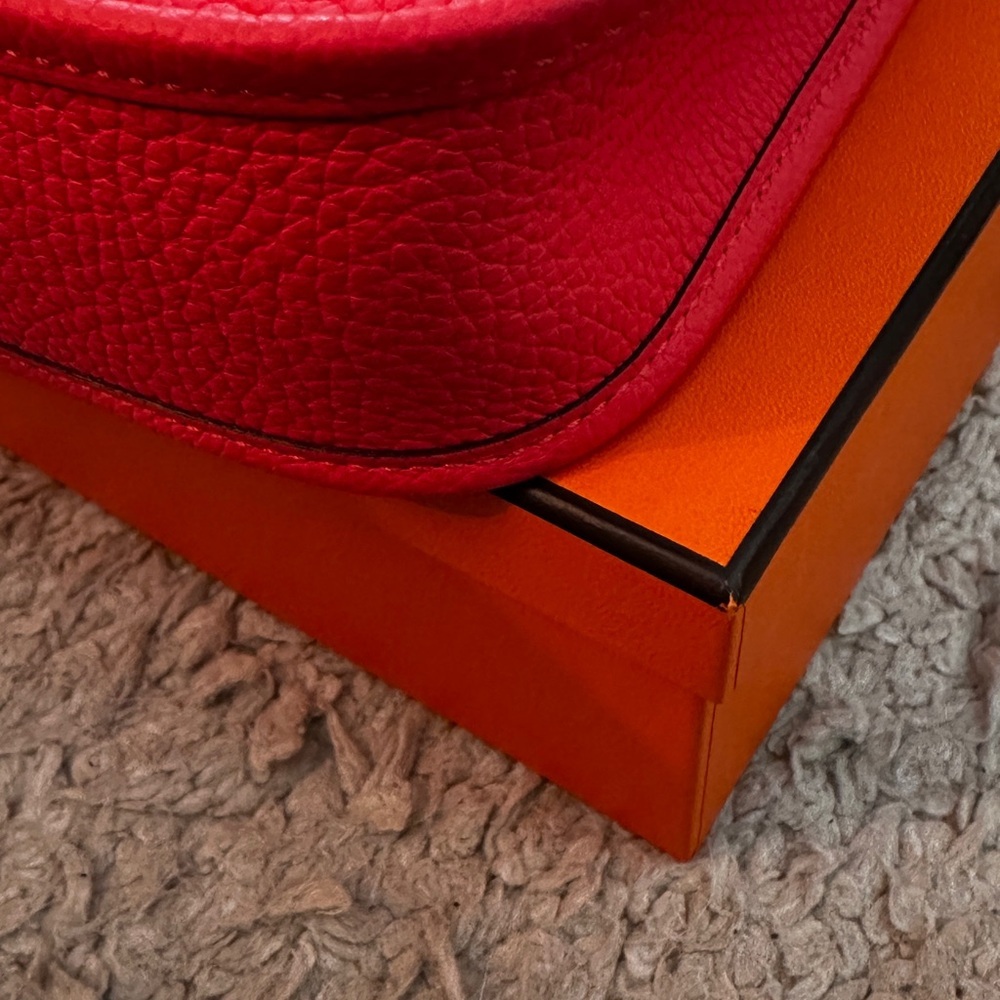 Authentic HERMES Rose Jaipur Clemence Leather Evelyne TPM Bag - Picture 10 of 14